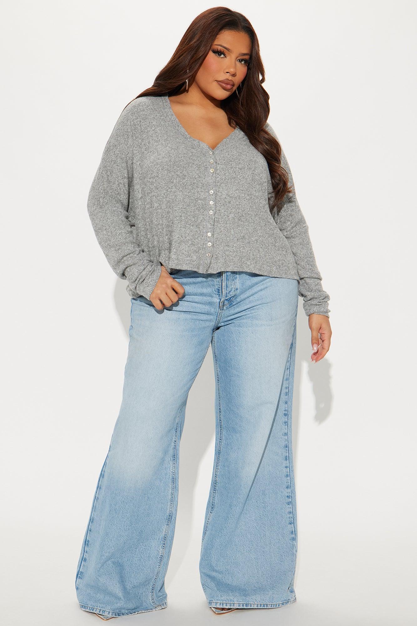 Cozy Feelings Button Front Top - Heather Grey Product Image