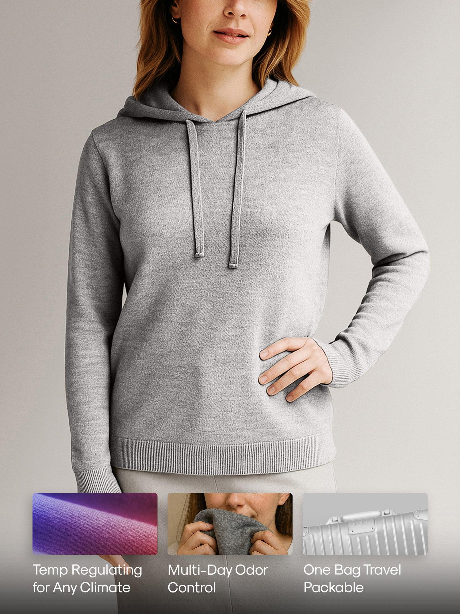Women's Travel Merino Hoodie - Pale Silver Product Image