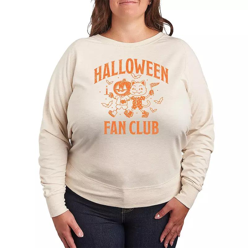 Plus Size Halloween Fan Club French Terry Long Sleeve Tee, Womens Grey Dark Red Product Image