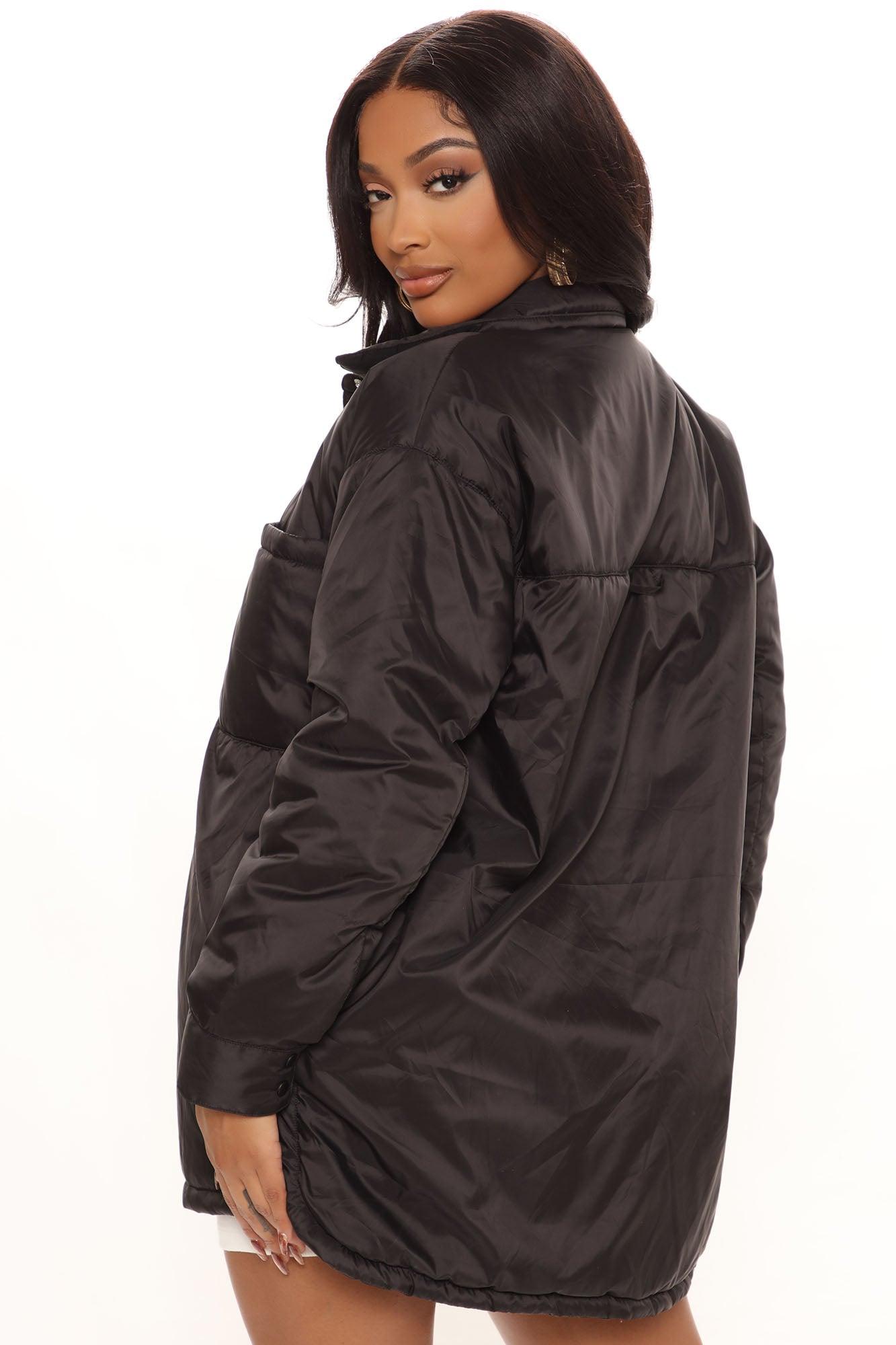 Quick Thinking Puffer Shacket - Black Product Image