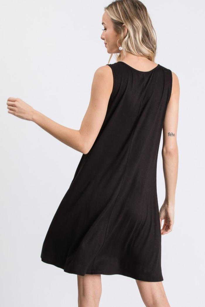 Sleeveless V Neck Solid Dress Product Image