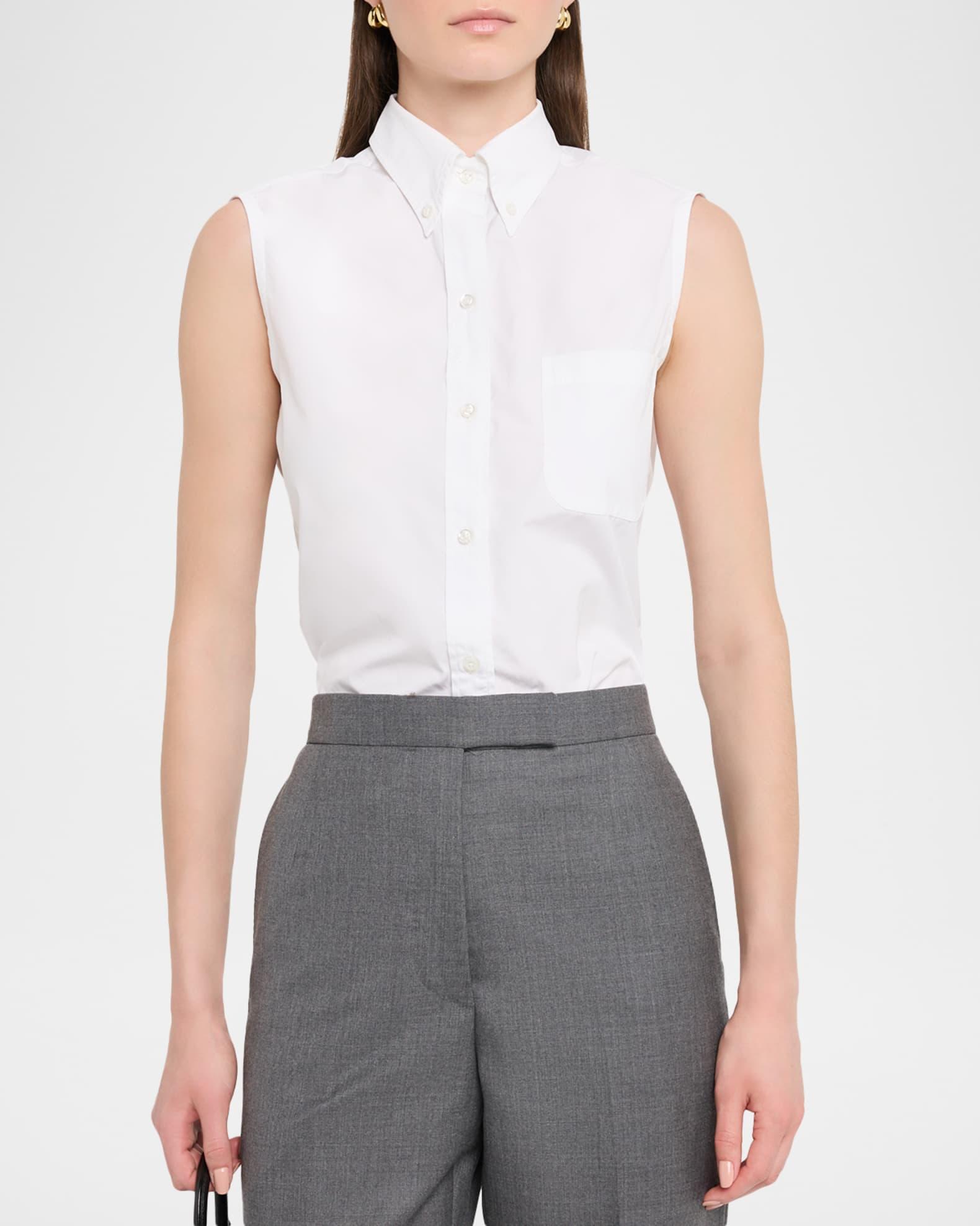 Sleeveless Poplin Button-Down Shirt Product Image