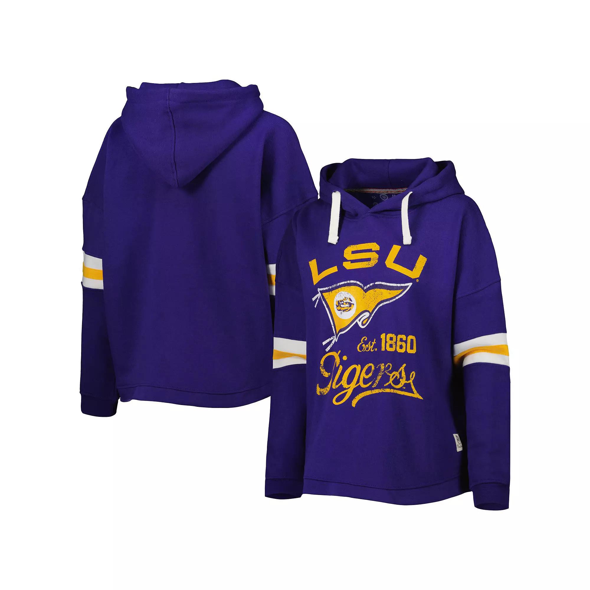 Women's Pressbox Purple LSU Tigers Super Pennant Pullover Hoodie,  Product Image