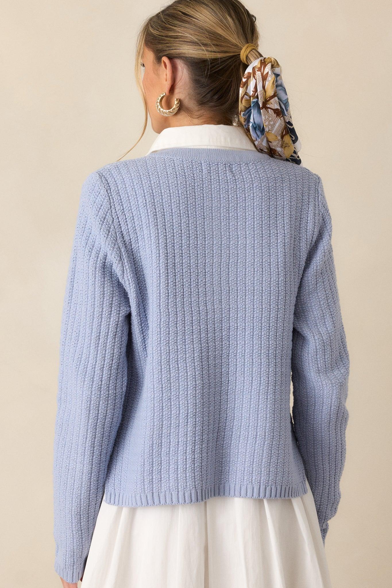 Which Chapter Light Blue Knit Cardigan Product Image
