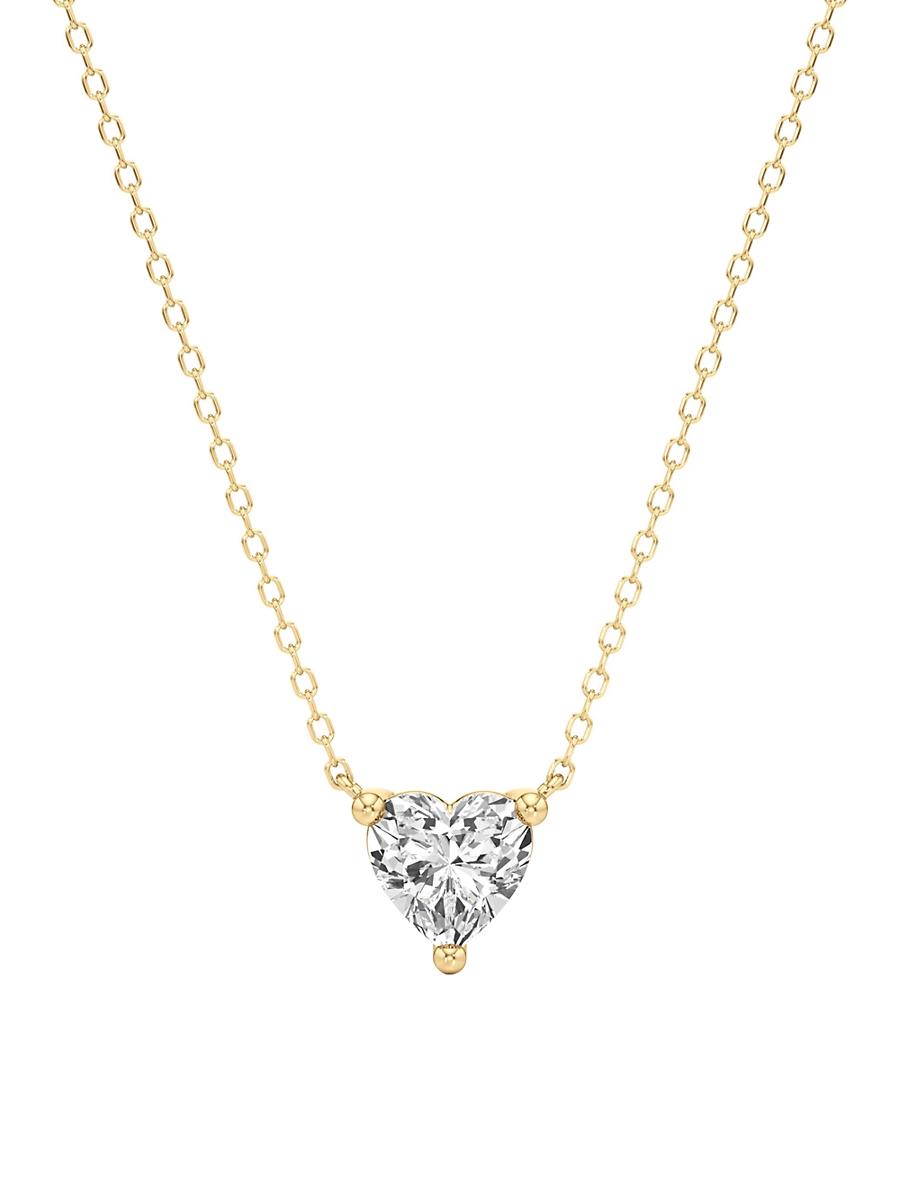 Womens 14K Gold & 1.50 TCW Lab-Grown Diamond Heart Pendant Necklace Product Image