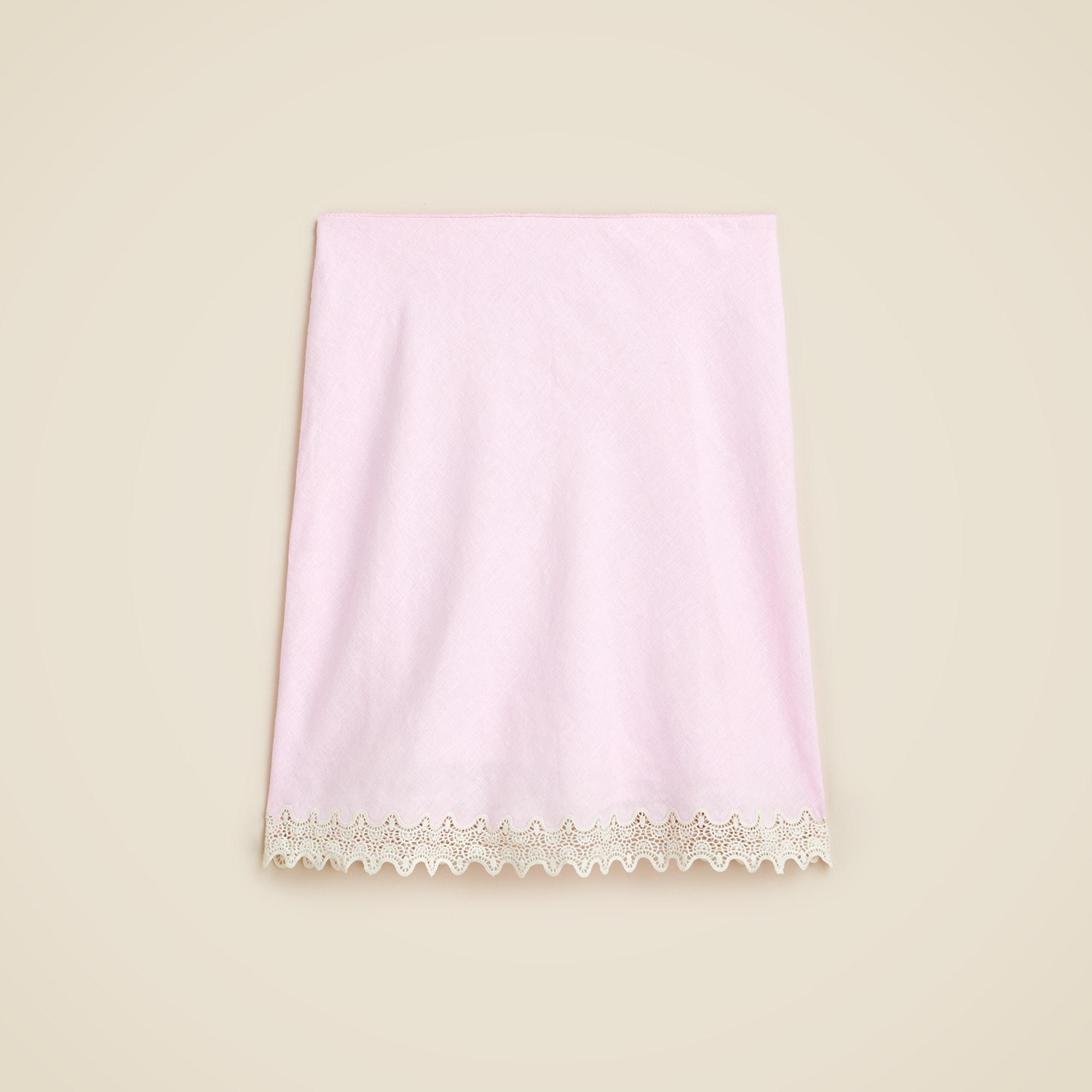 Gwen lace-trim slip skirt in linen Product Image