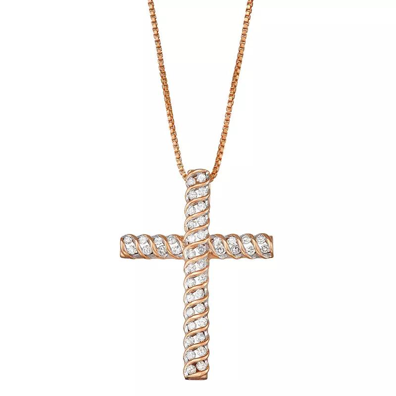 1/2 Carat T.W. Diamond Cross Pendant, Womens 14k White Gold Plated Product Image