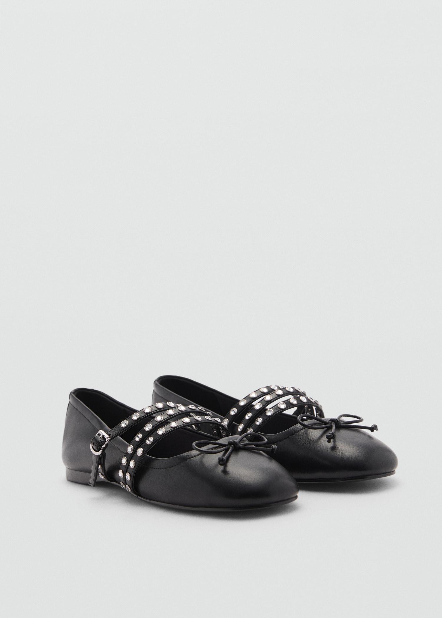 Studded ballet flats with straps - Women | MANGO USA Product Image