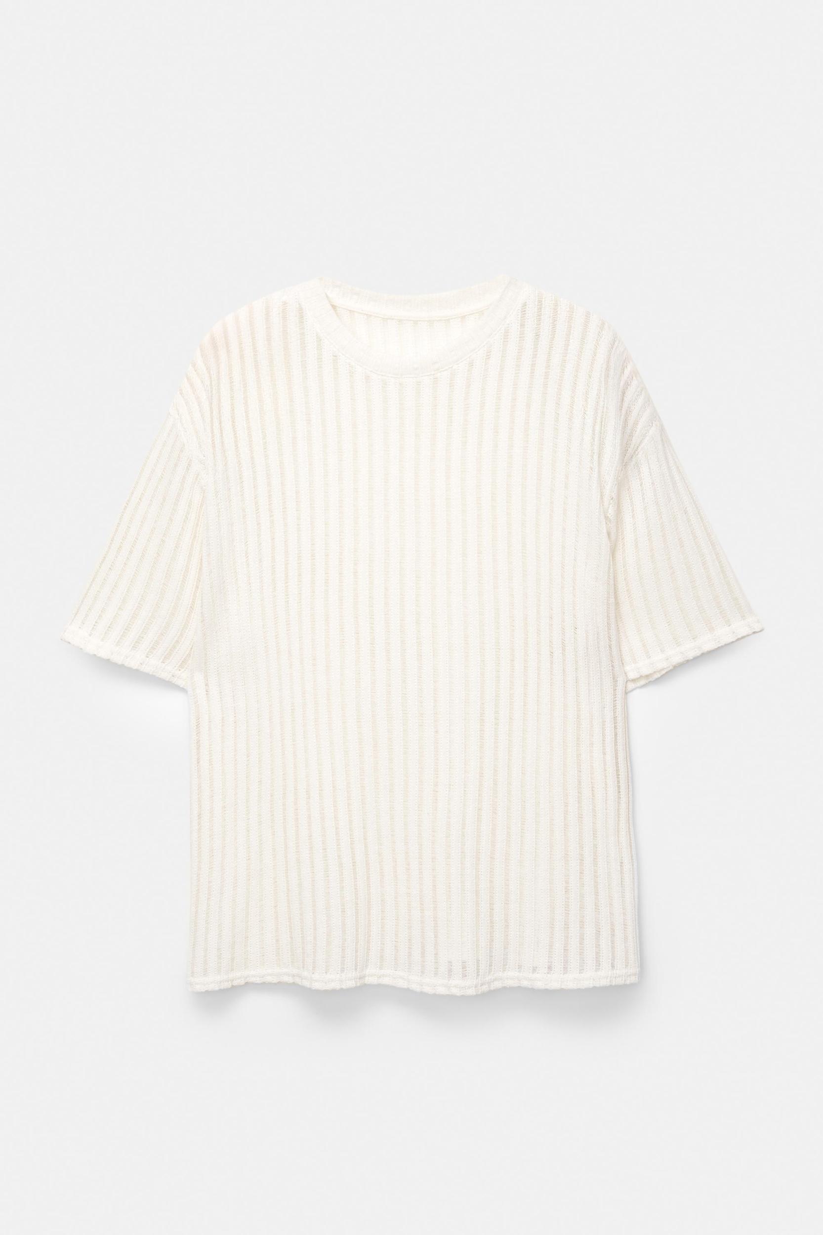 Open knit T-shirt Product Image