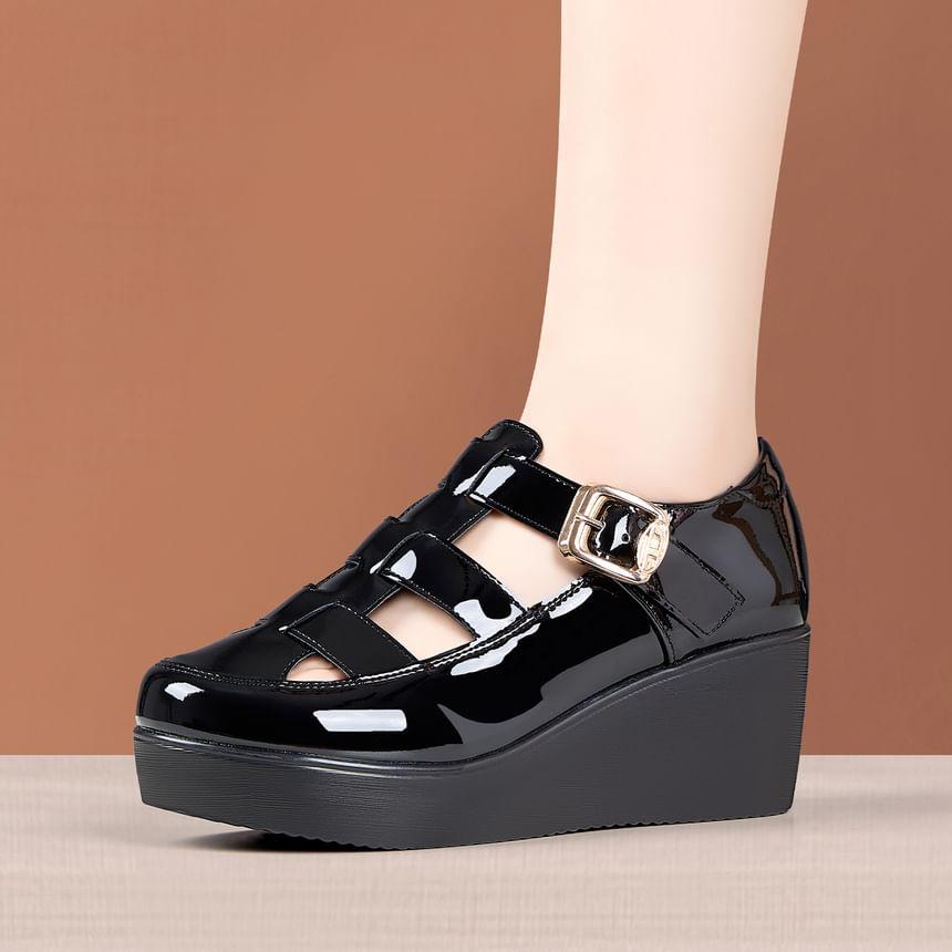 Platform Patent Leather Wedge Gladiator Sandals Product Image
