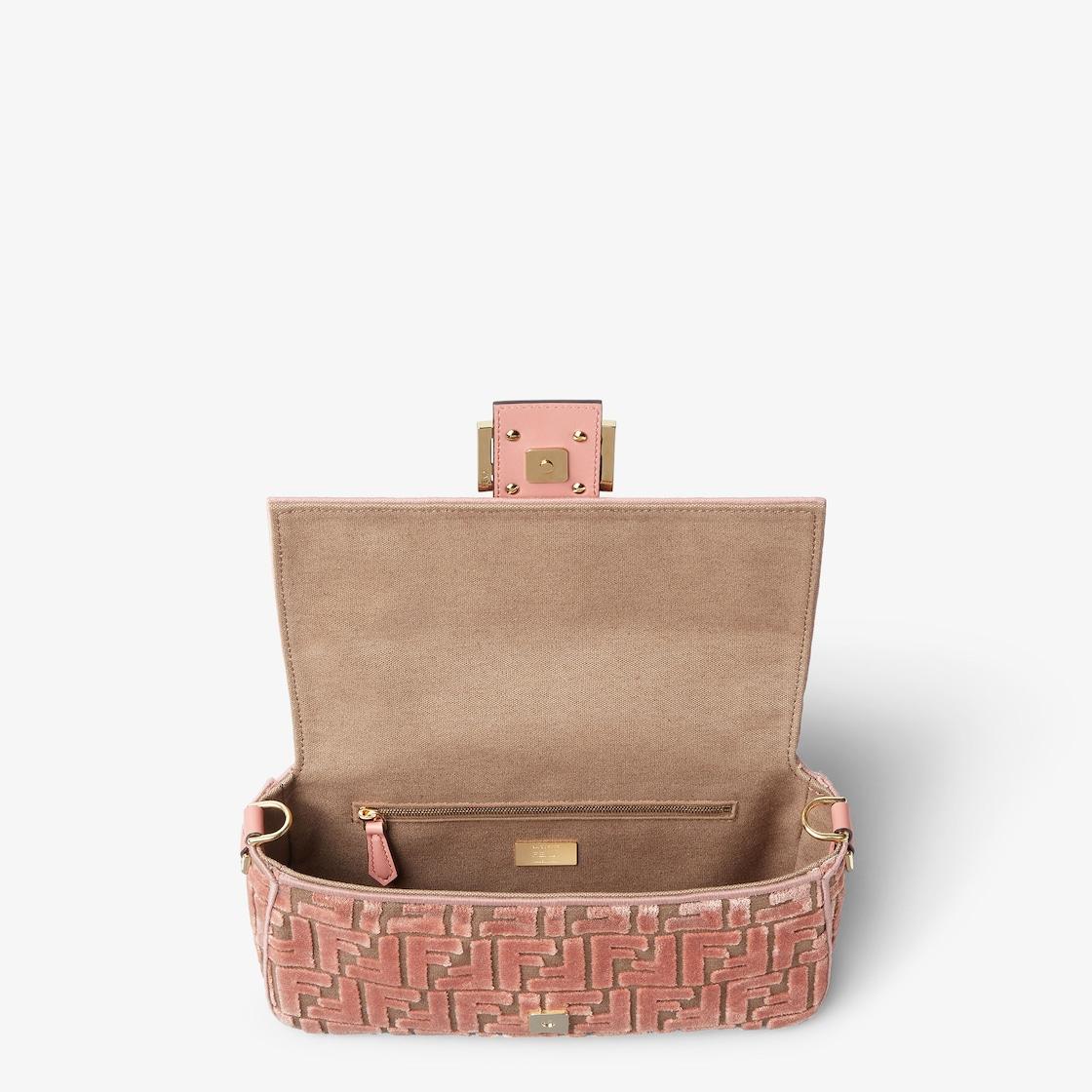 BaguettePink FF jacquard velvet bag Product Image