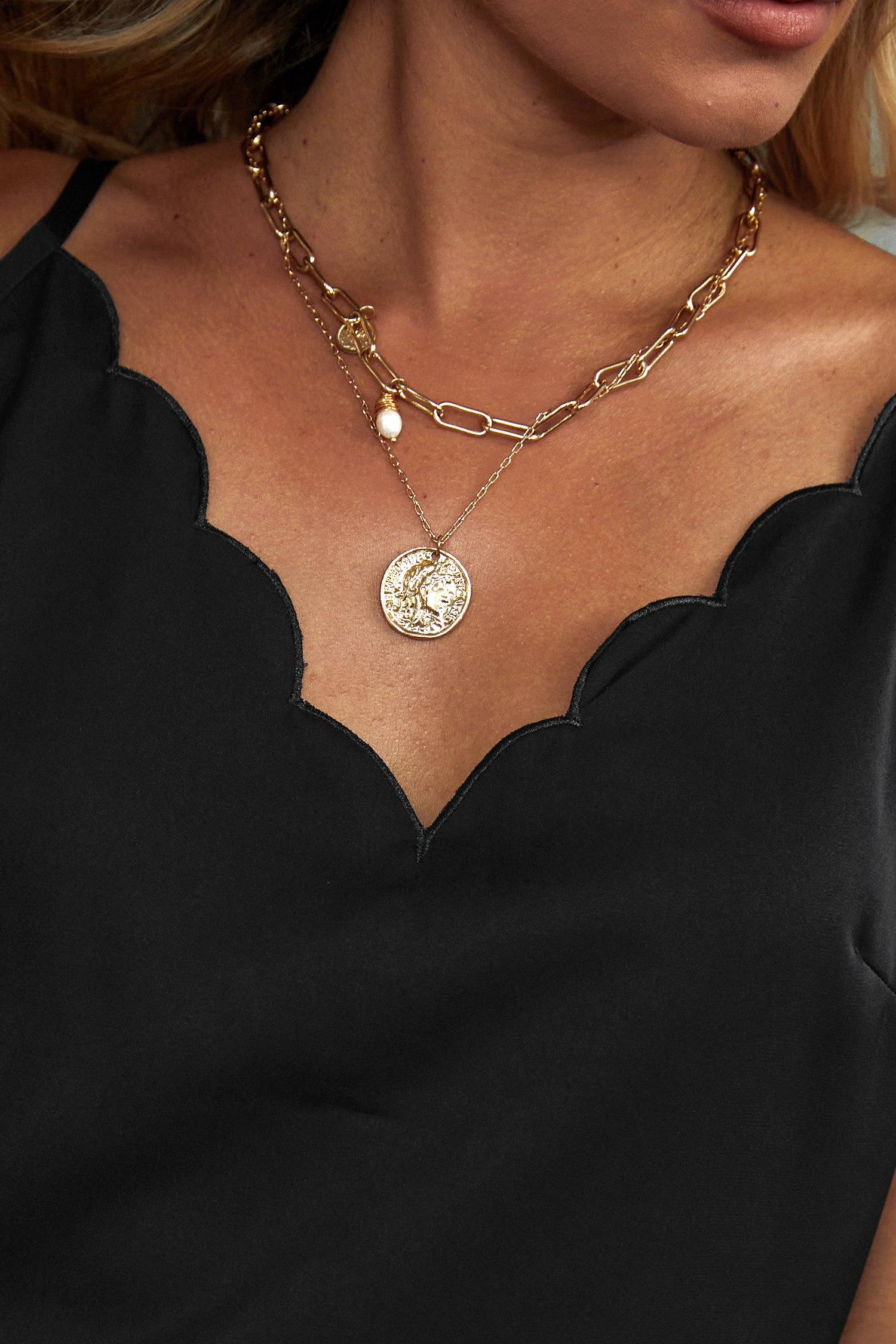 Surprise Me Black V-Neck Scalloped Top Product Image