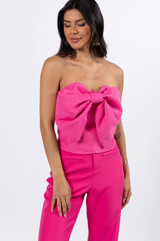 Glamorous Moments Pink Strapless Bow Top FINAL SALE Product Image