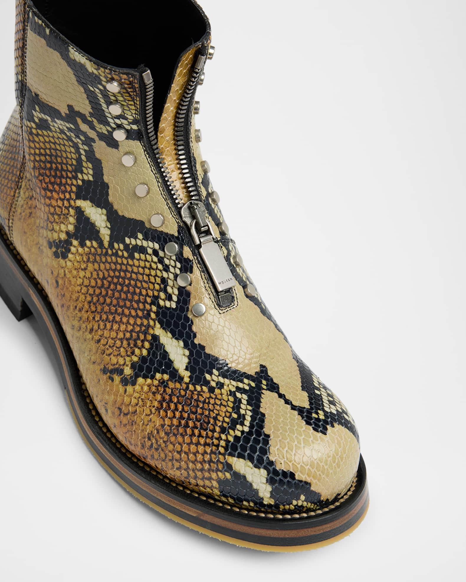Men's Snake-Effect Leather Zip-Up Boots Product Image