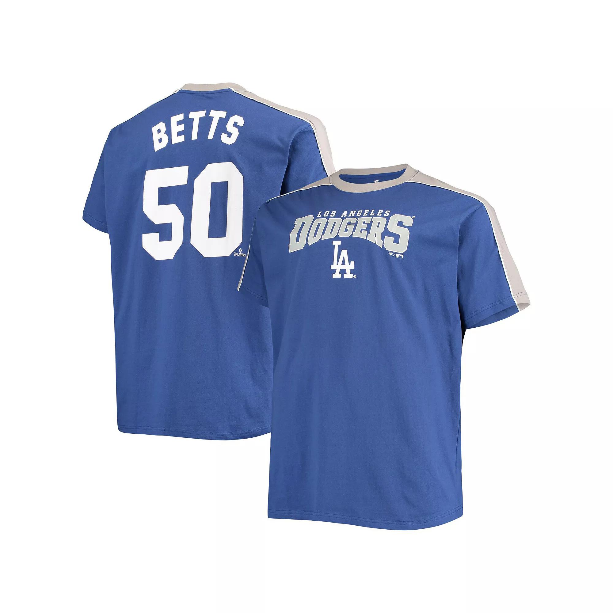 Men's Mookie Betts Royal/Gray Los Angeles Dodgers Big & Tall Fashion Piping Player T-Shirt,  Product Image