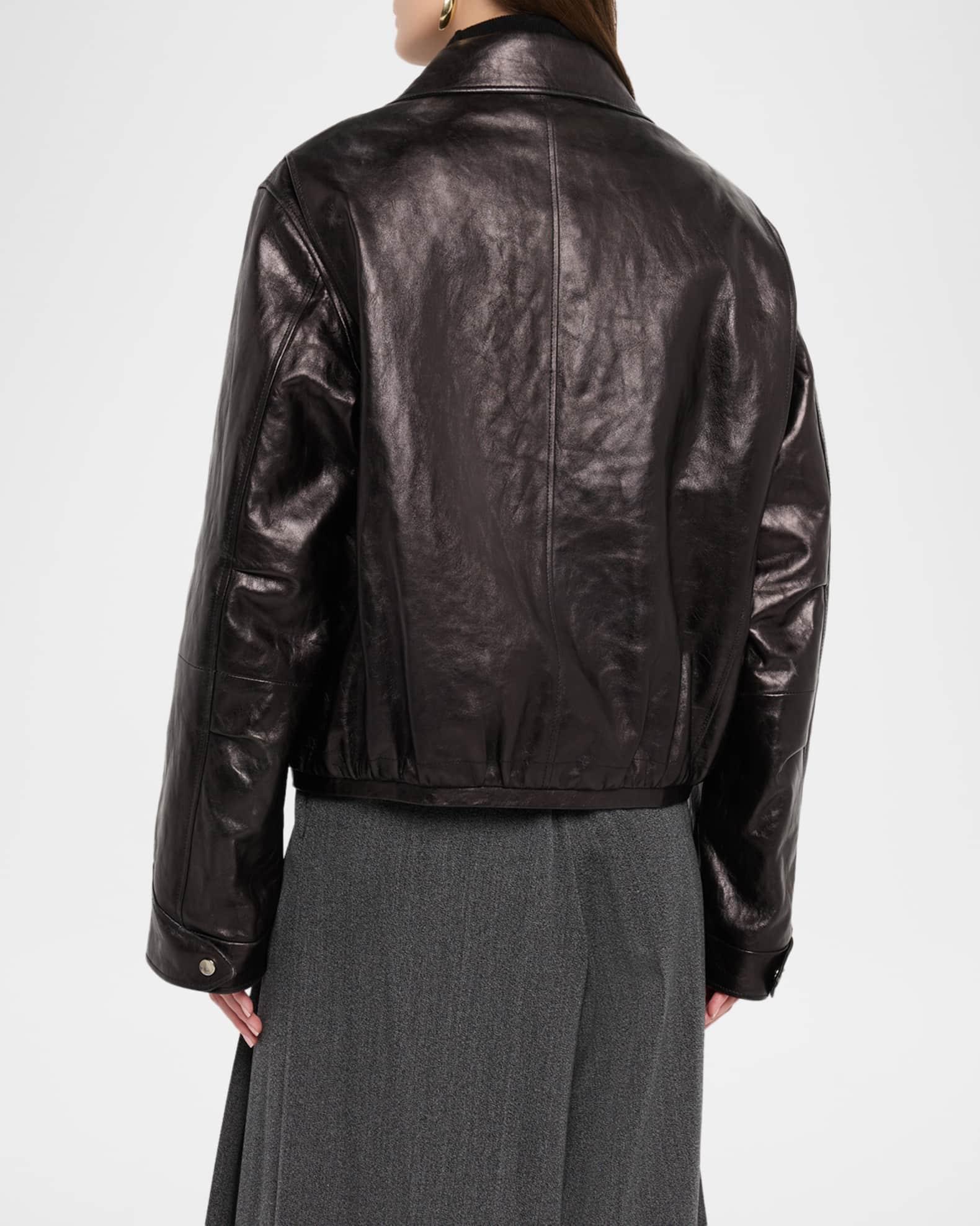 Washed Leather Bomber Jacket Product Image