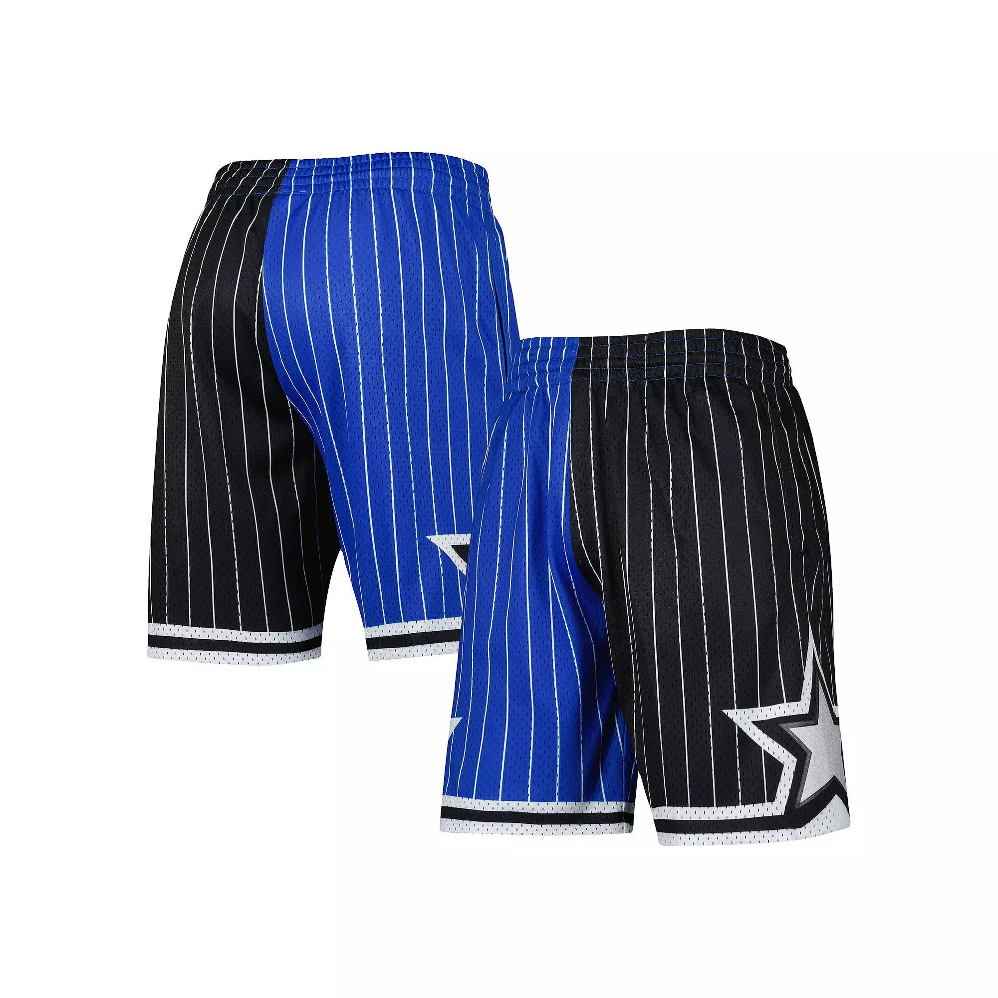 Men's Mitchell & Ness Blue/Black Orlando Magic Hardwood Classics 1994 Split Swingman Shorts,  Product Image