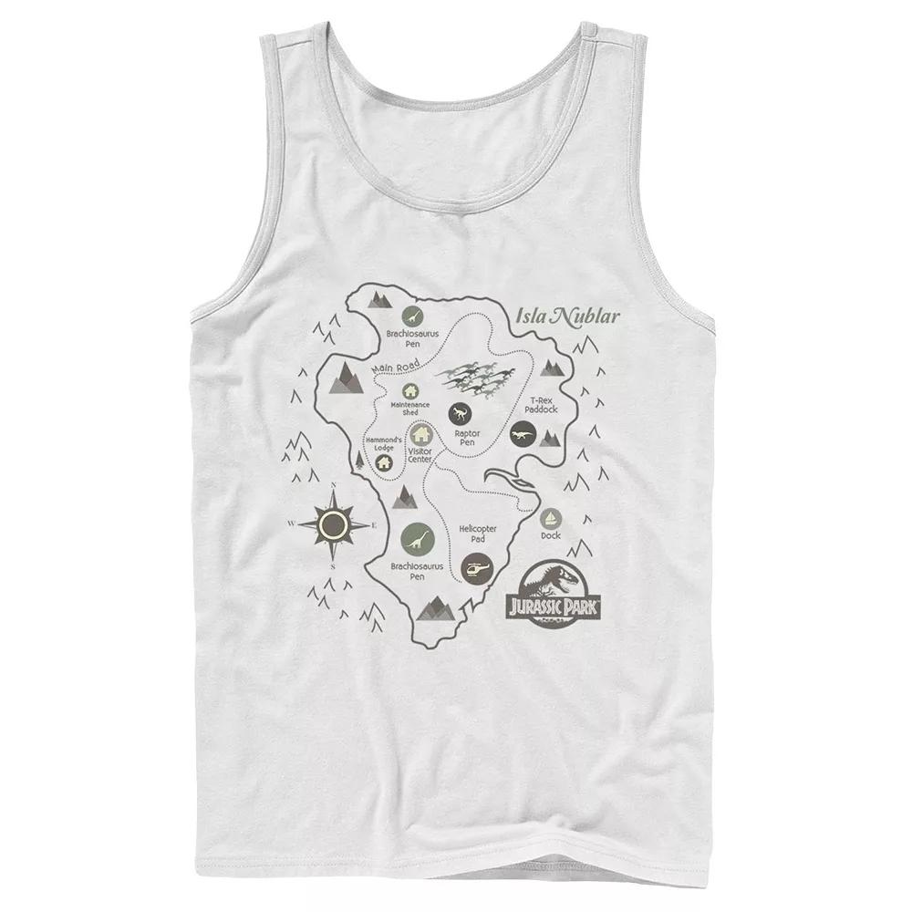 Men's Jurassic Park Map Birds Eye View Graphic Tank Top,  Product Image