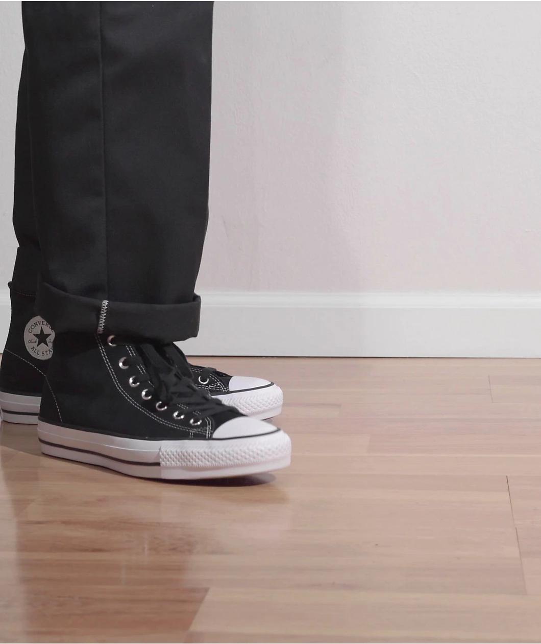 Converse Chuck Taylor All Star Pro Hi Black & White Suede Skate Shoes Product Image