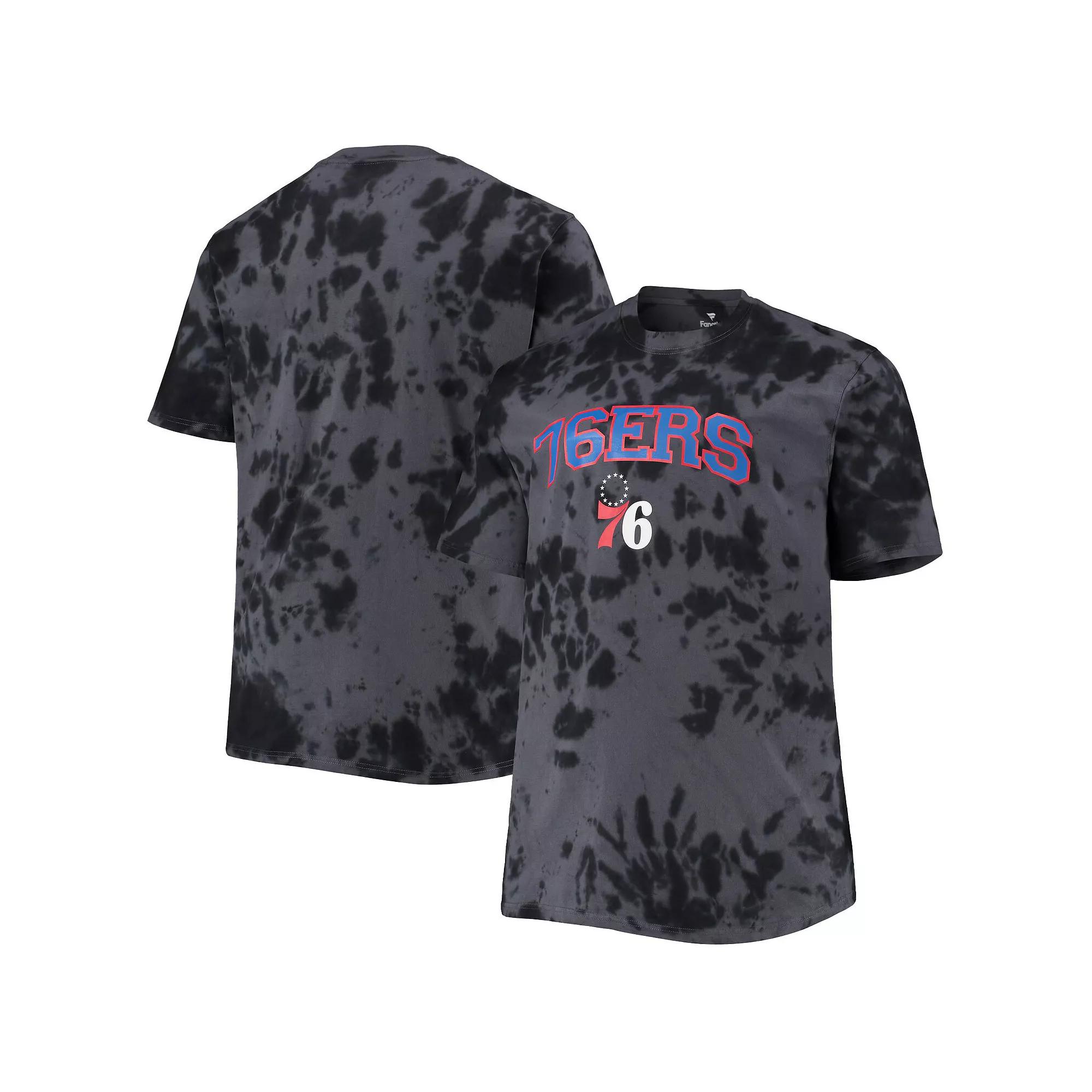 Men's Black Philadelphia 76ers Big & Tall Marble Dye Tonal Performance T-Shirt,  Product Image