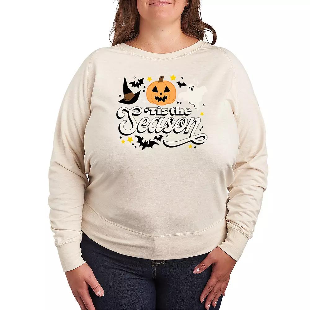 Plus Size 'Tis The Season Halloween French Terry Long Sleeve Tee, Women's, Size: 1XL, Beige Product Image