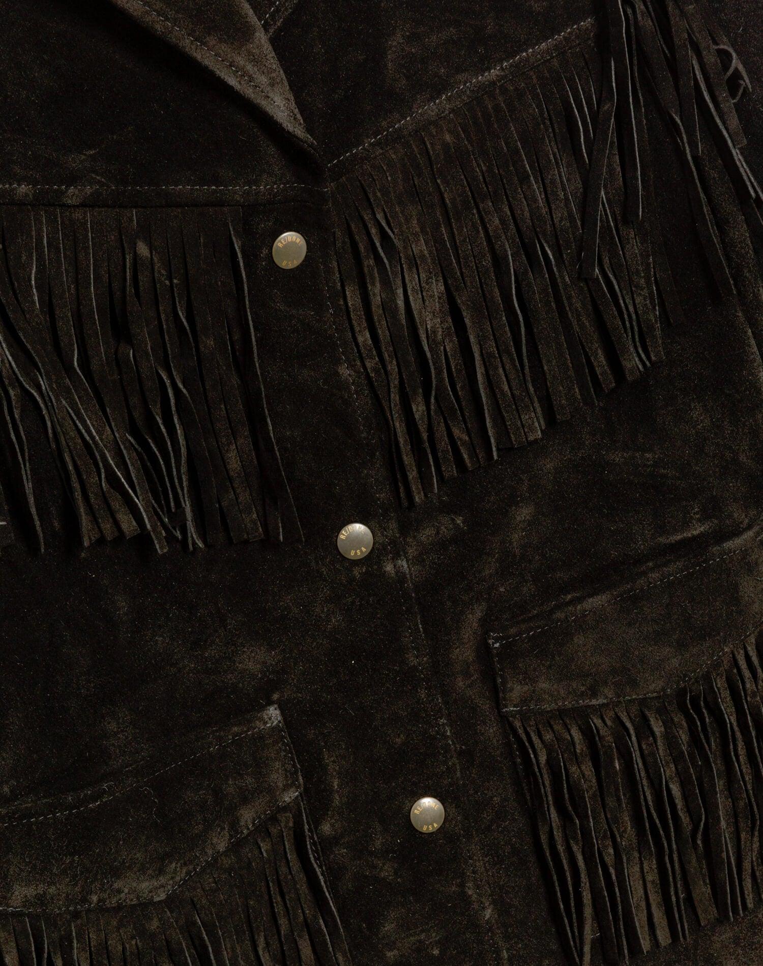 Suede Fringe Jacket - Black Product Image