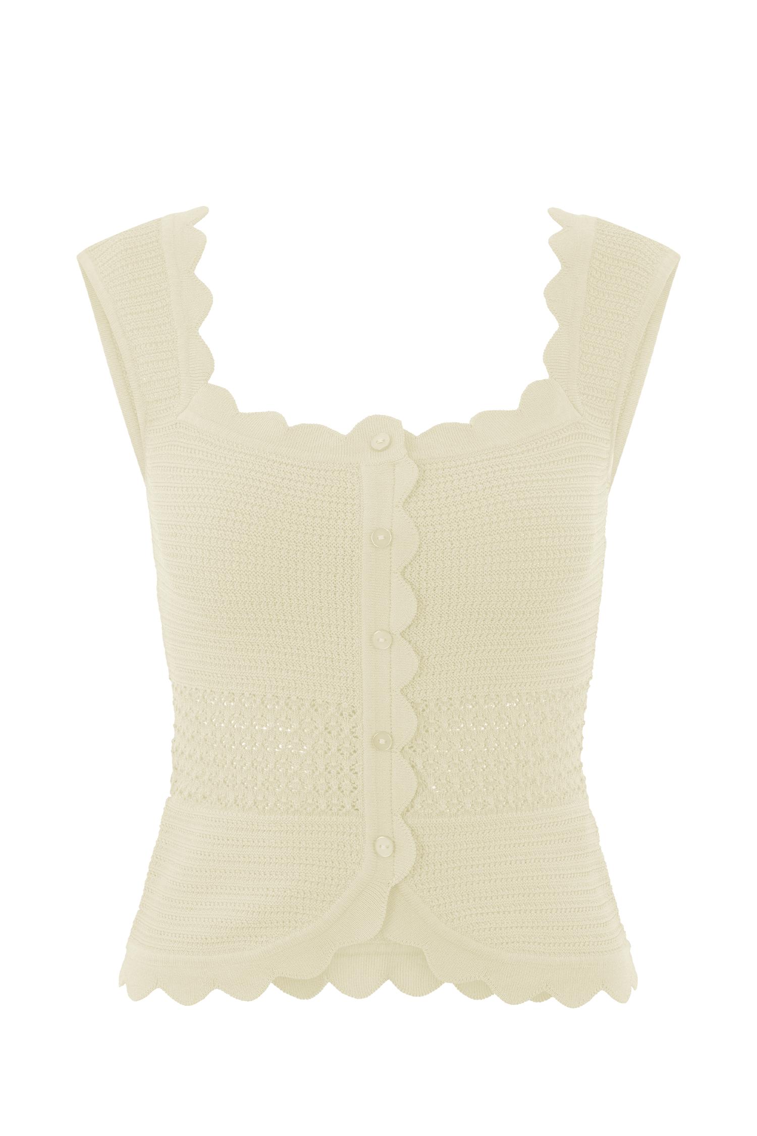 Madeline Scallop Knit Top - Ivory Product Image