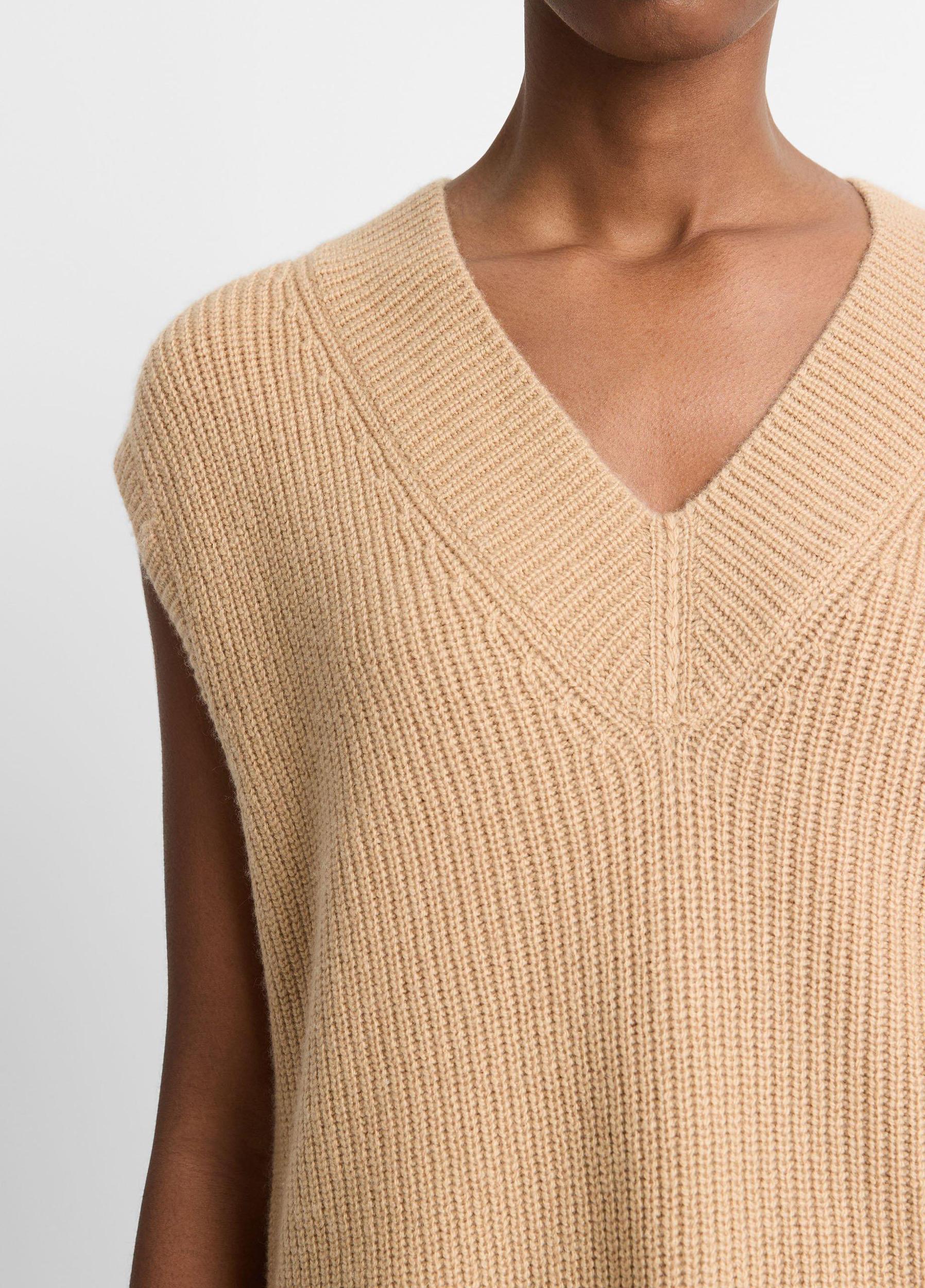 Ribbed Wool-Cashmere V-Neck Sweater Vest Product Image