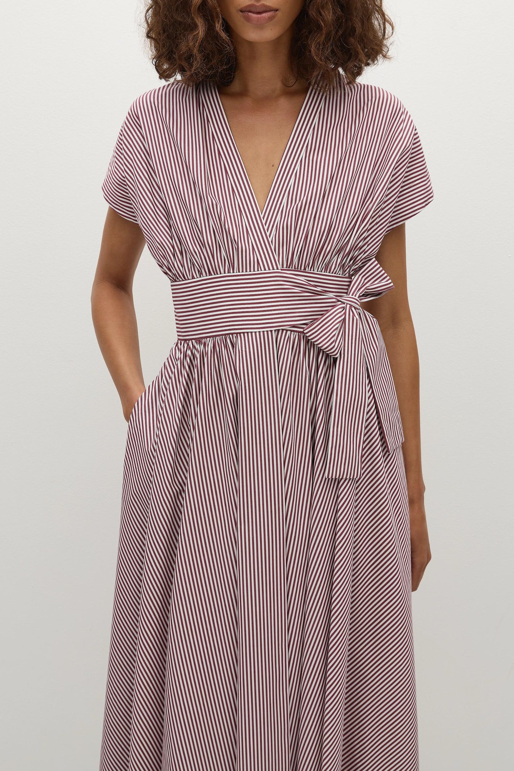 Janne Midi Dress Maia Stripe Burgundy - Final Sale Product Image