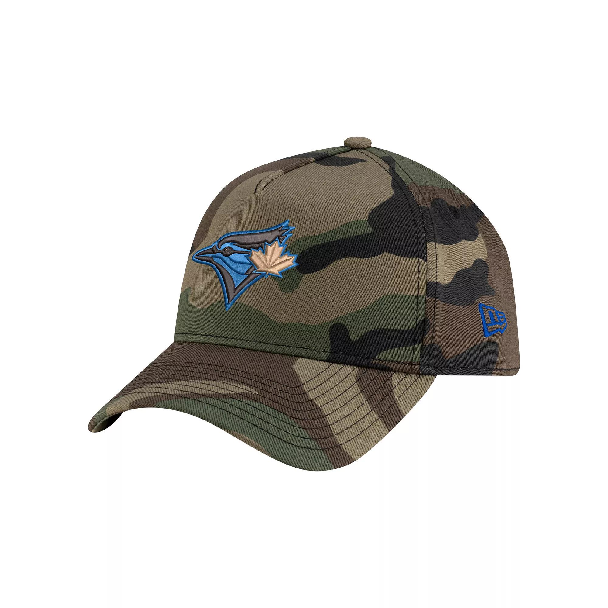 Men's New Era Camo Toronto Blue Jays Woodland Team Pop 9FORTY A-Frame Adjustable Hat, Jay Green Product Image