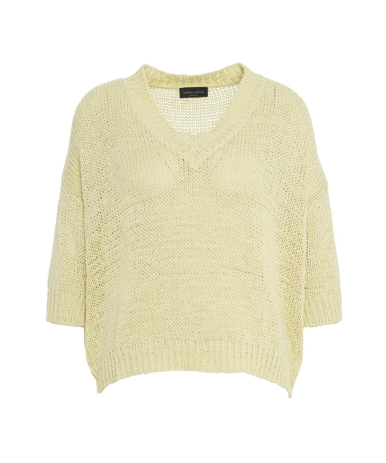 Knit sweater with V-neck Product Image