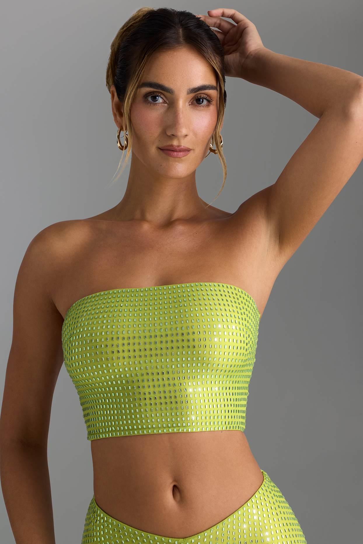 Embellished Strap-Detail Top in Pear Green Product Image