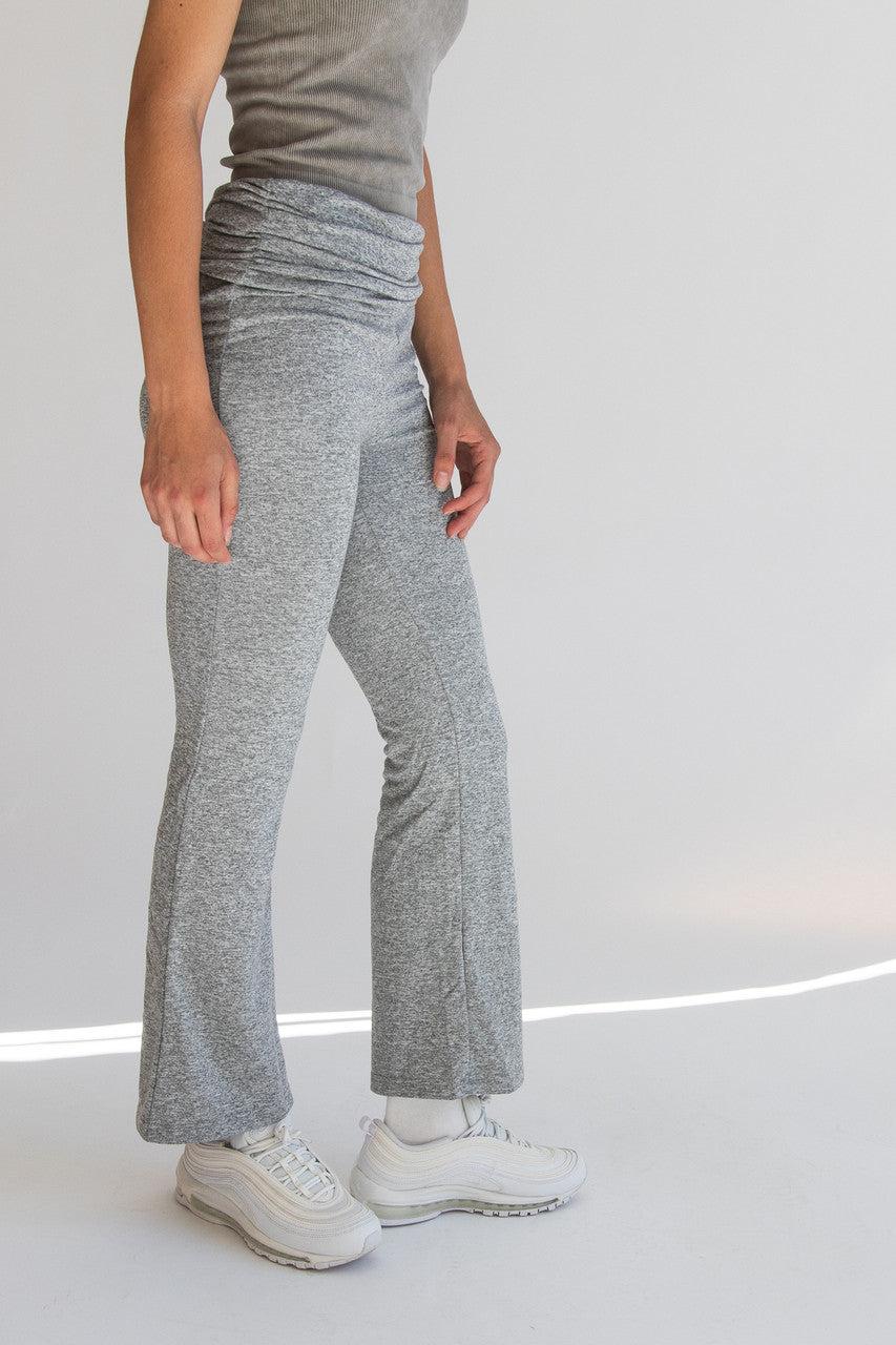 Fold Over Ruched Waistband Flare Leggings Product Image