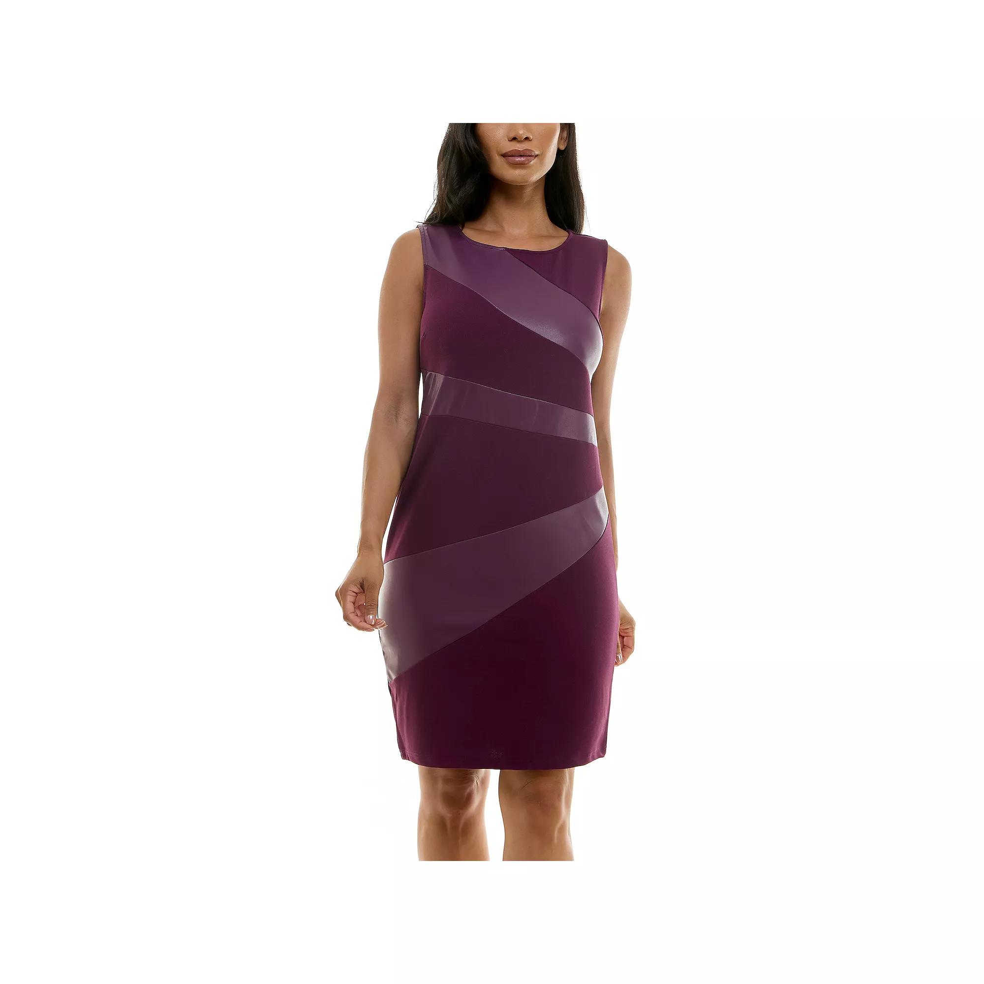 Women's Nina Leonard Pleather Panel Dress,  Product Image