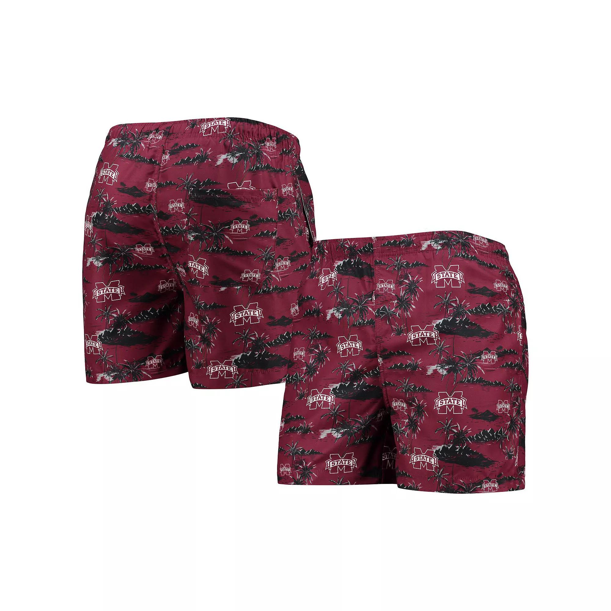 Men's FOCO Maroon Mississippi State Bulldogs Island Palm Swim Trunks,  Product Image