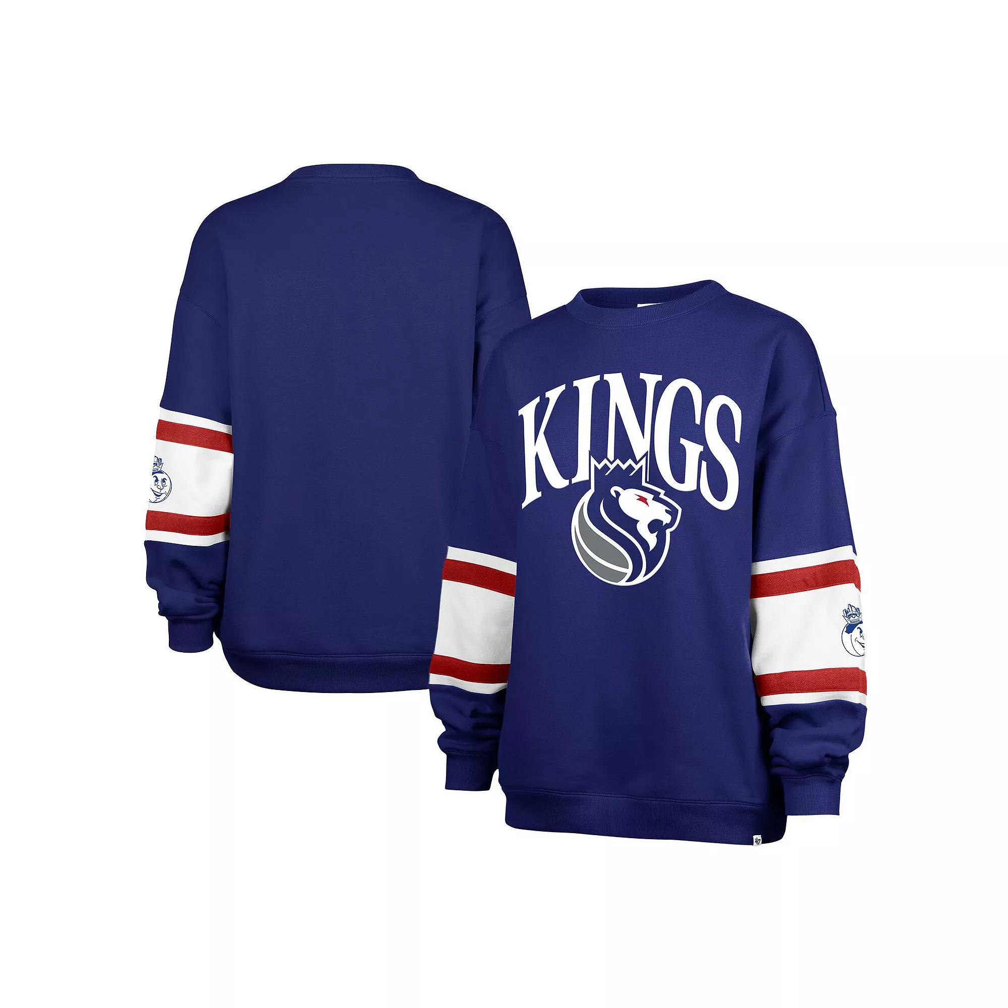 Women's '47 Royal Sacramento Kings 2024/25 City Edition Steadfast Paneled Pullover Sweatshirt, Size: Small, Kng Blue Product Image