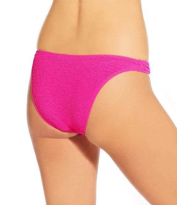 GB Solid Scrunchie Textured Tanga High Leg Hipster Swim Bottom Product Image
