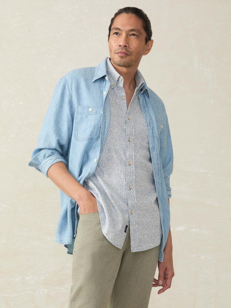 Short-Sleeve Breeze Shirt - Sky Blue Frond Product Image