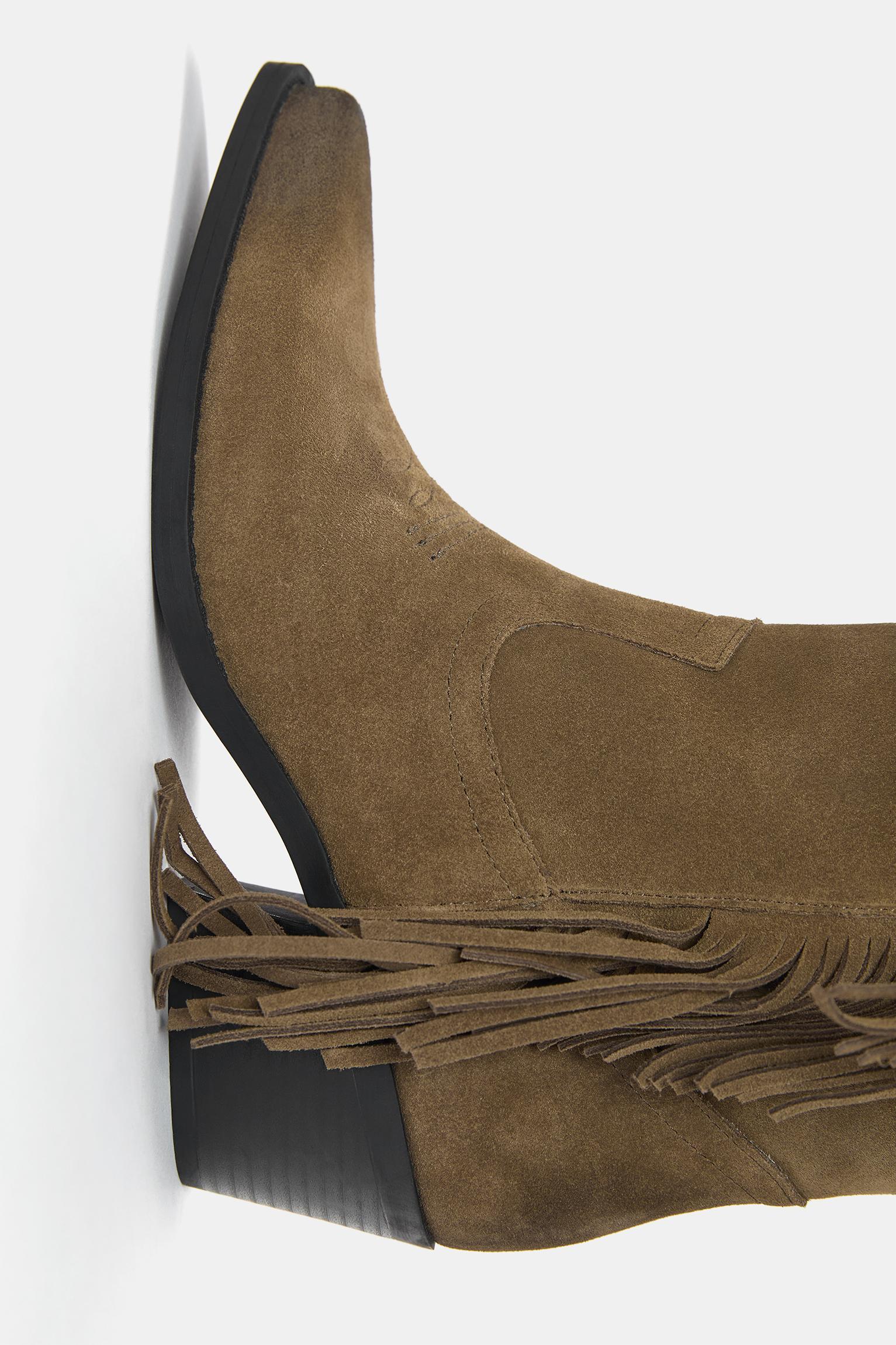 Leather cowboy boots with fringing Product Image