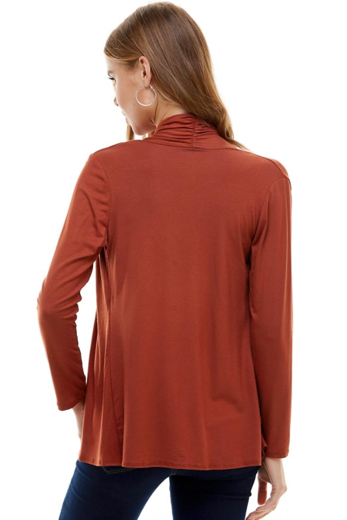 Long Sleeve Open Front Drape Cardigan Product Image