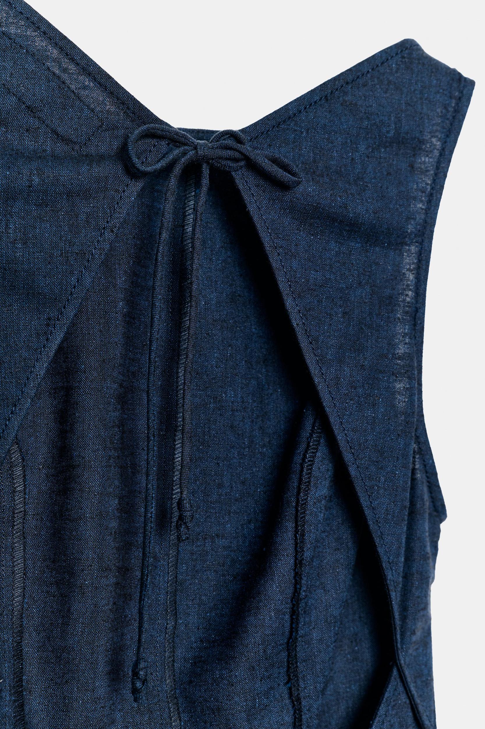 LINEN OPEN BACK MIDI DRESS Product Image