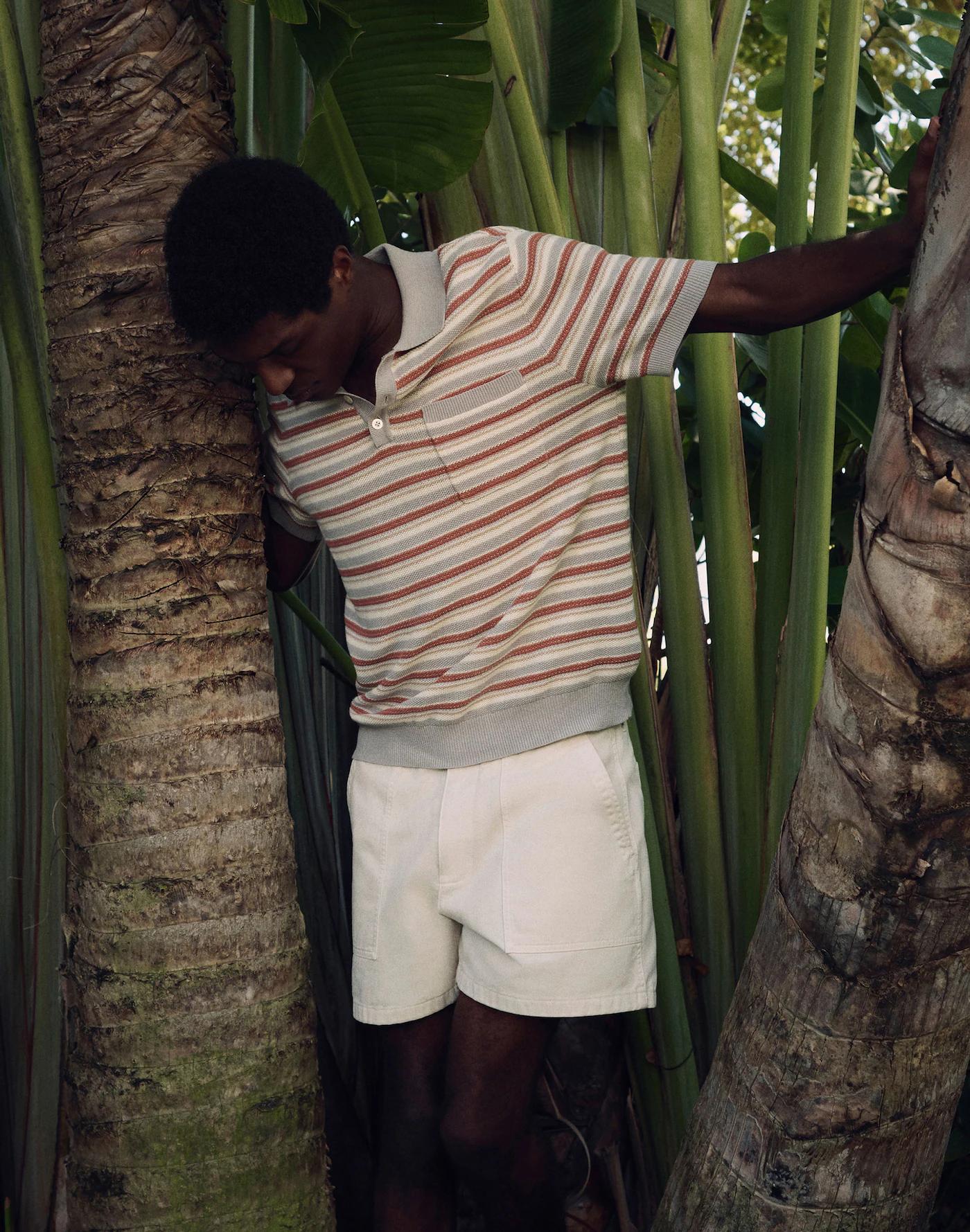 Three-Button Sweater Polo in Cotton-Linen Blend Product Image