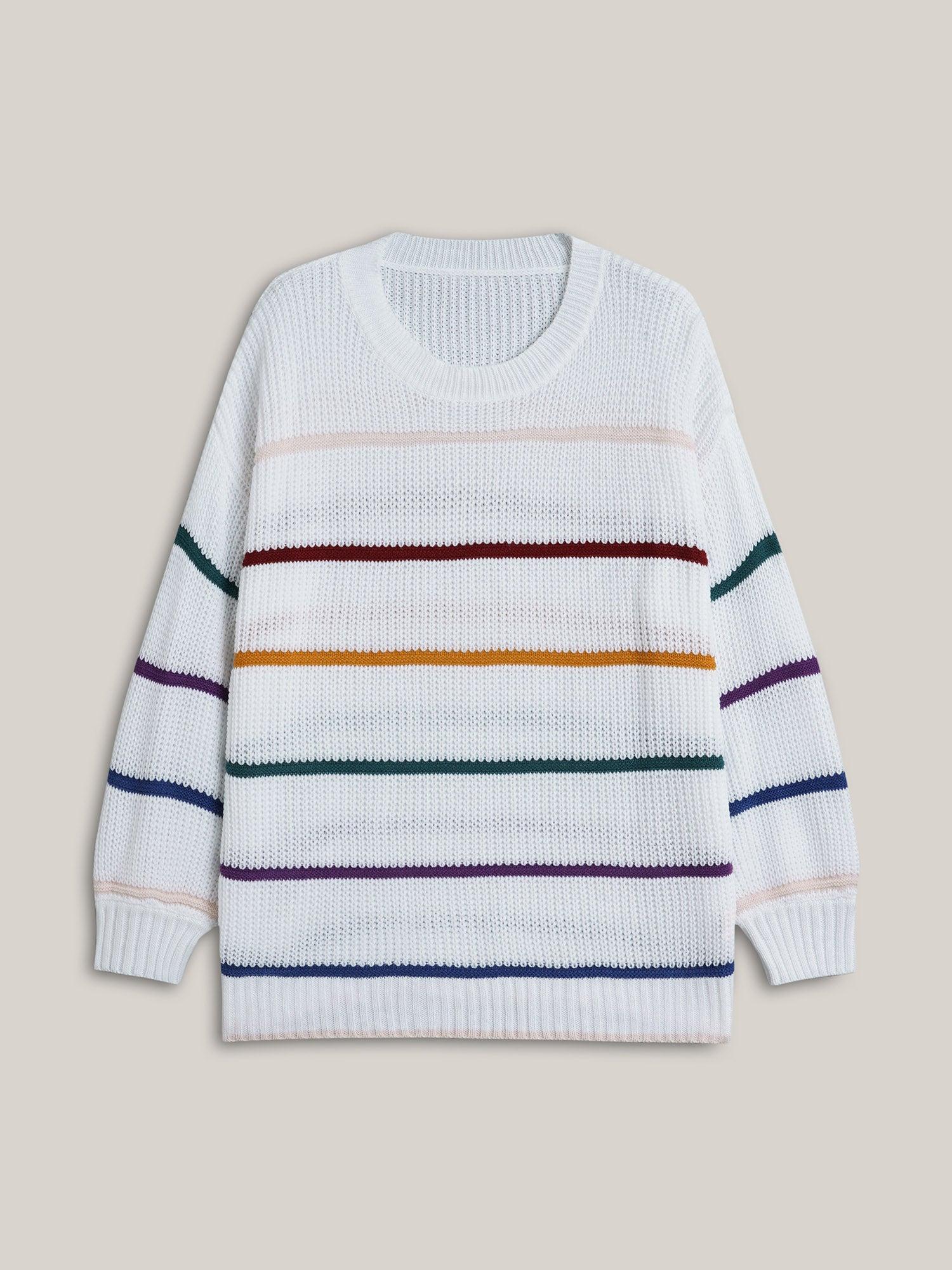 Multi-Color Textured Balloon Sleeve Pullover Female Product Image