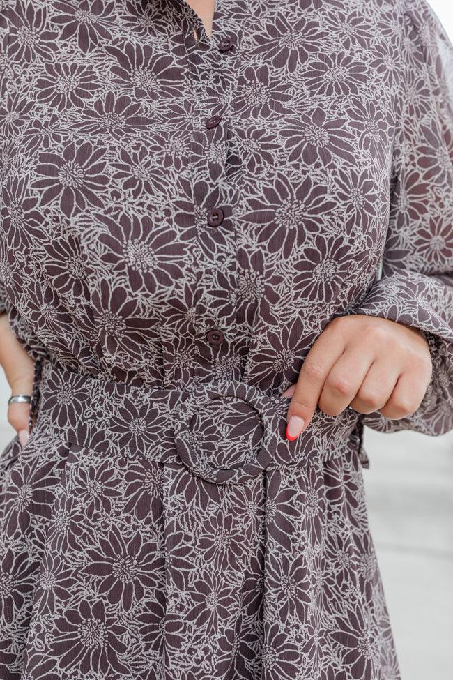 Love You True Brown Floral Print Collared Dress FINAL SALE Product Image