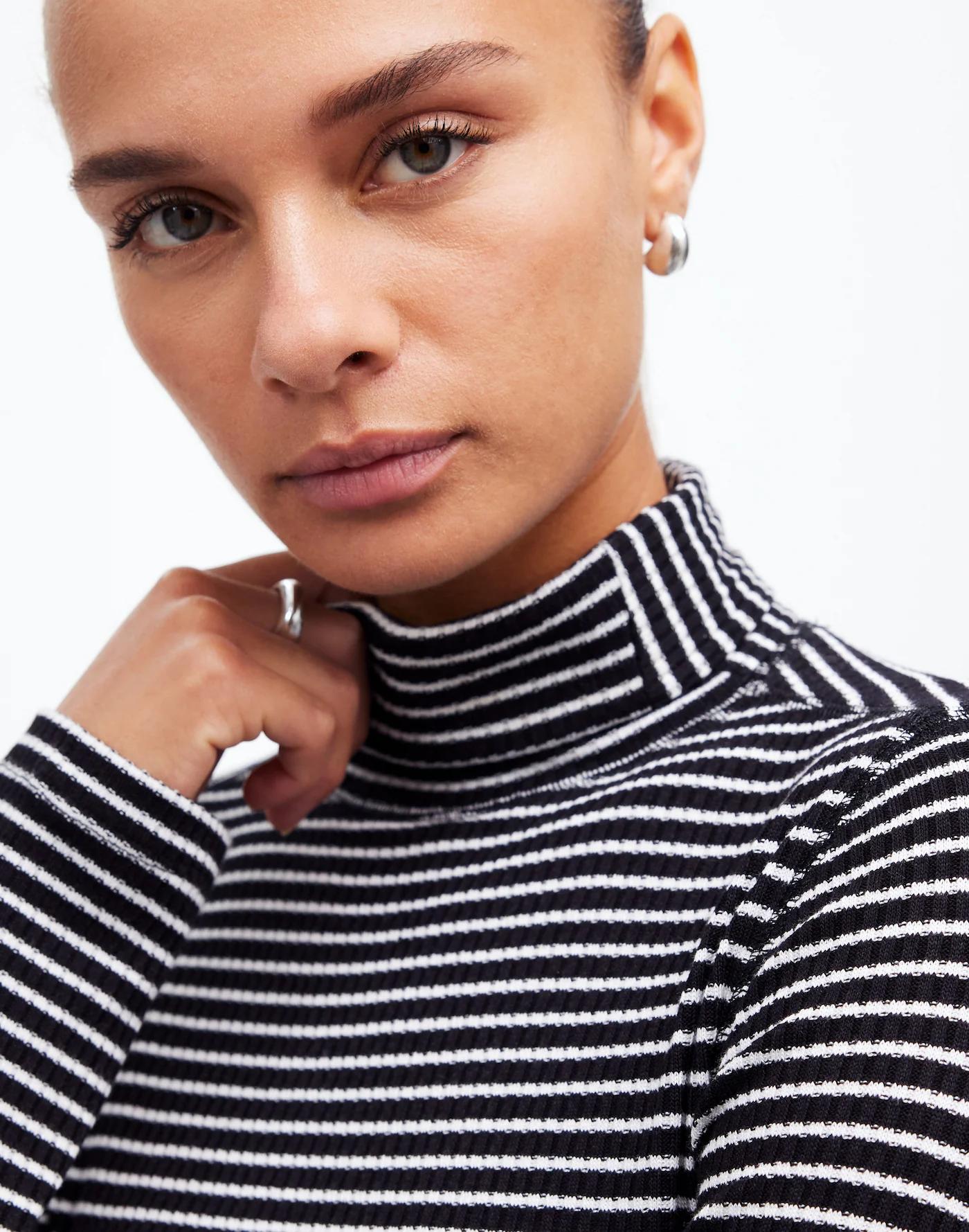 Ribbed Turtleneck Long-Sleeve Tee Product Image