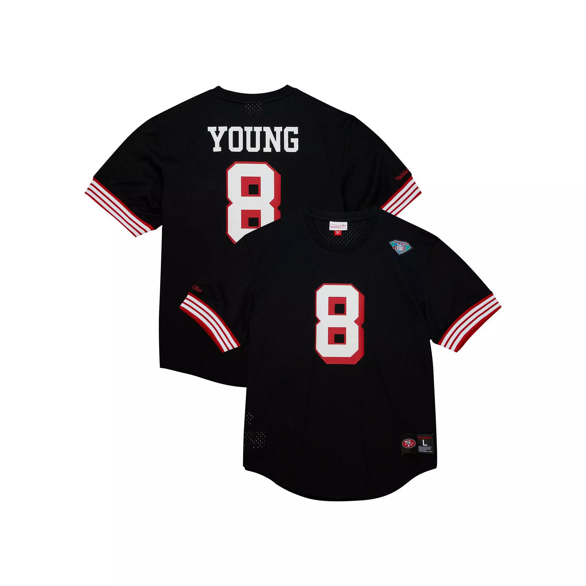 Men's Mitchell & Ness Steve Young Black San Francisco 49ers Retired Player Name & Number Mesh Top,  Product Image