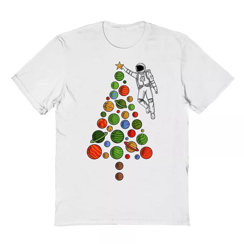 Men's Space Christmas Graphic Tee, Size: Medium, White Product Image