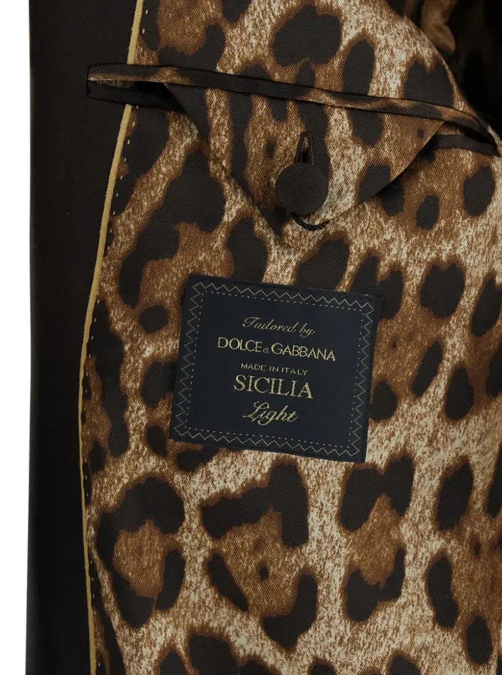 DOLCE & GABBANA Brown Single-breasted Jacket With Peak Revers In Wool Man In Green Product Image