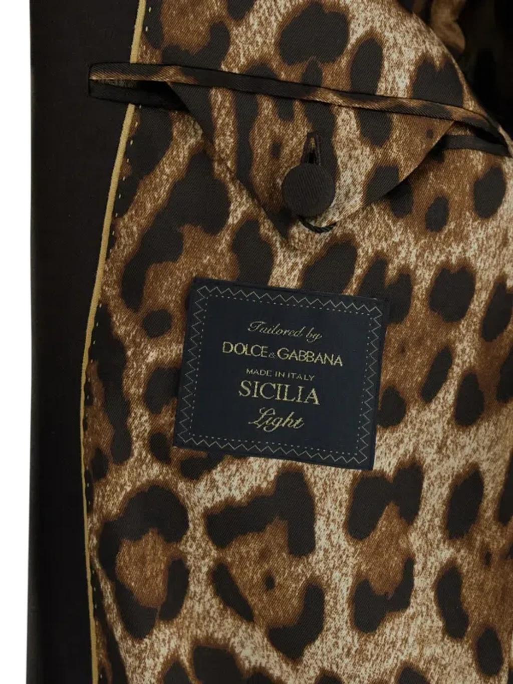 DOLCE & GABBANA Brown Single-breasted Jacket With Peak Revers In Wool Man In Green Product Image