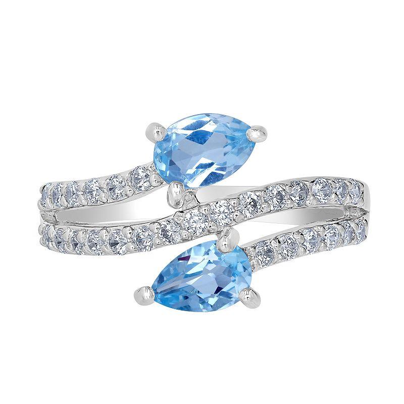 Gemistry Sterling Silver Stone & Cubic Zirconia Pear Bypass Ring, Women's,  Product Image